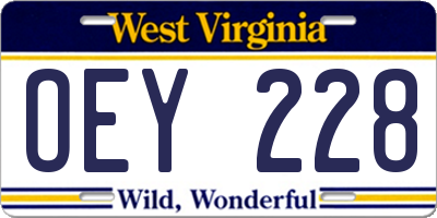WV license plate OEY228