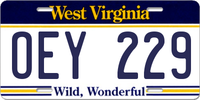 WV license plate OEY229