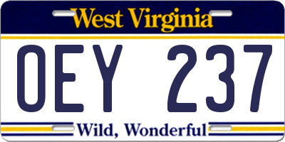 WV license plate OEY237