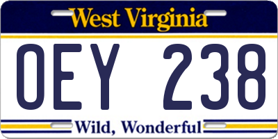 WV license plate OEY238