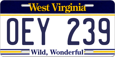 WV license plate OEY239