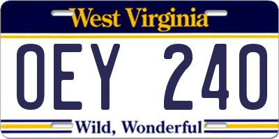WV license plate OEY240