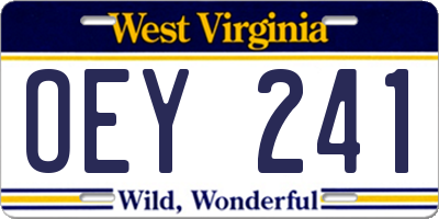 WV license plate OEY241