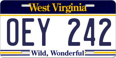 WV license plate OEY242
