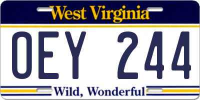 WV license plate OEY244