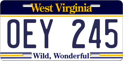 WV license plate OEY245