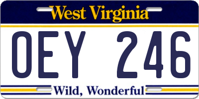 WV license plate OEY246