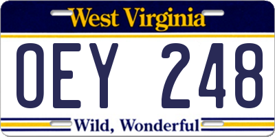 WV license plate OEY248