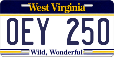 WV license plate OEY250