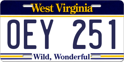 WV license plate OEY251