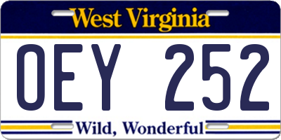 WV license plate OEY252