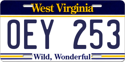 WV license plate OEY253