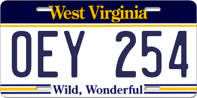 WV license plate OEY254