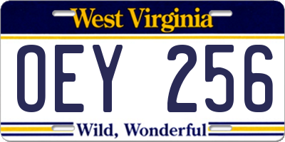 WV license plate OEY256