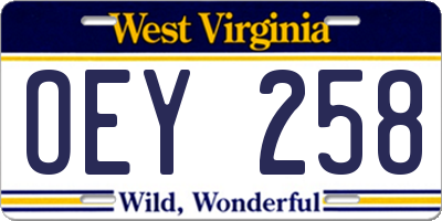 WV license plate OEY258