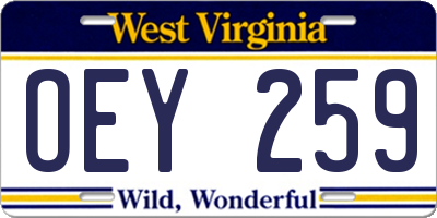 WV license plate OEY259