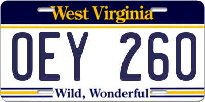 WV license plate OEY260