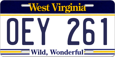 WV license plate OEY261