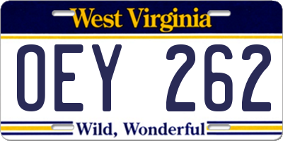 WV license plate OEY262