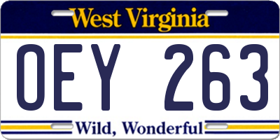 WV license plate OEY263