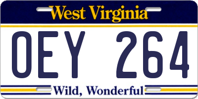 WV license plate OEY264