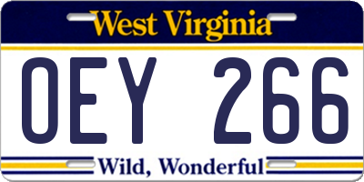 WV license plate OEY266