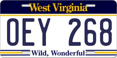 WV license plate OEY268
