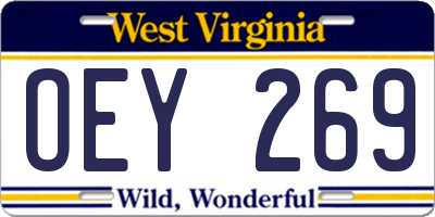 WV license plate OEY269