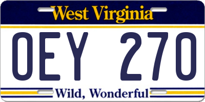 WV license plate OEY270