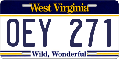 WV license plate OEY271