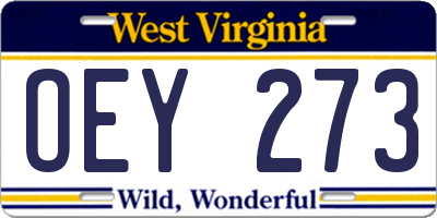 WV license plate OEY273