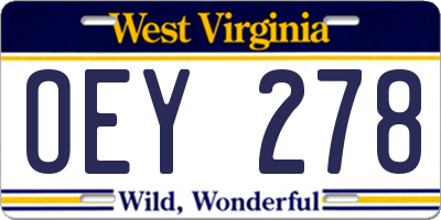 WV license plate OEY278