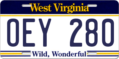 WV license plate OEY280