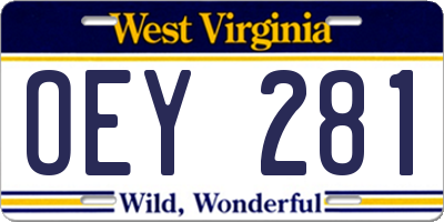WV license plate OEY281