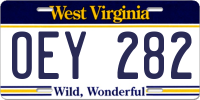 WV license plate OEY282