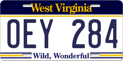 WV license plate OEY284
