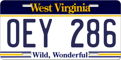WV license plate OEY286