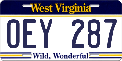 WV license plate OEY287