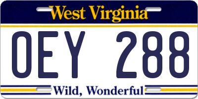 WV license plate OEY288