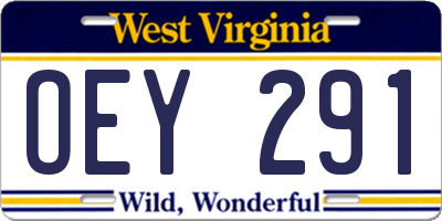 WV license plate OEY291
