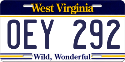 WV license plate OEY292