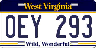 WV license plate OEY293