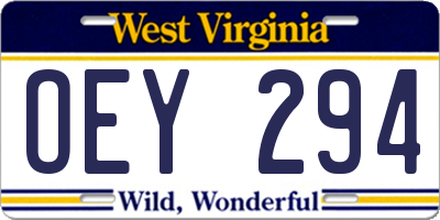 WV license plate OEY294