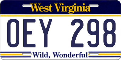 WV license plate OEY298