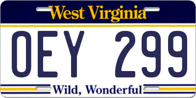 WV license plate OEY299