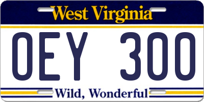 WV license plate OEY300