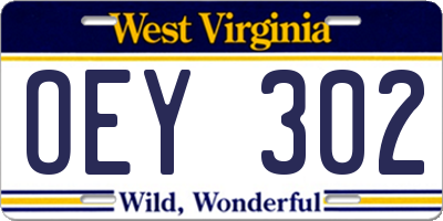 WV license plate OEY302