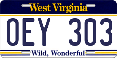 WV license plate OEY303