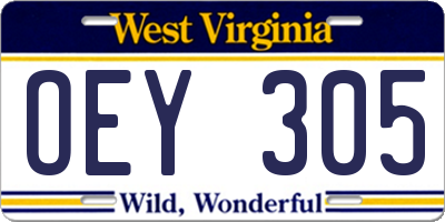 WV license plate OEY305