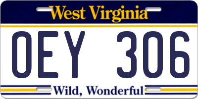 WV license plate OEY306